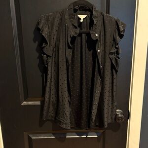 Rebecca Taylor Black Ruffled Blouse